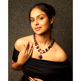 Amethyst with Freshwater Pearl & Locket Necklace  - Gemstones Necklace