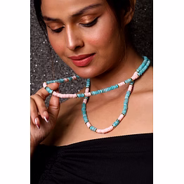 emryn blue and pink opal beads necklace - gemstones necklace