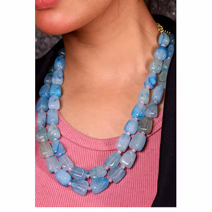 Blue Tumbles Necklace - Gemstones Necklace-2