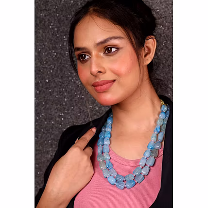 Blue Tumbles Necklace - Gemstones Necklace-12734893