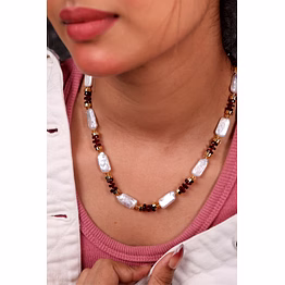 emryn boraq pearl & garnet beads necklace - gemstones necklace