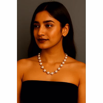 emryn designer & elegant 8mm shell pearl string necklace - gemstones necklace