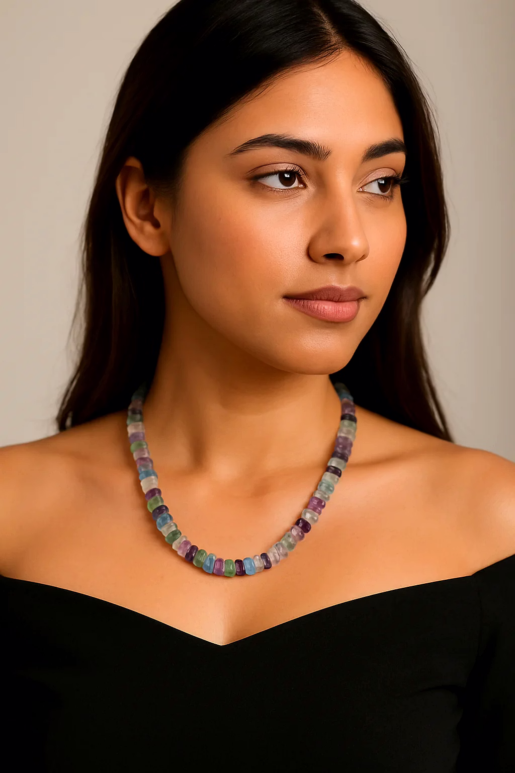 designer & elegant fluorite natural string necklace - gemstones necklace