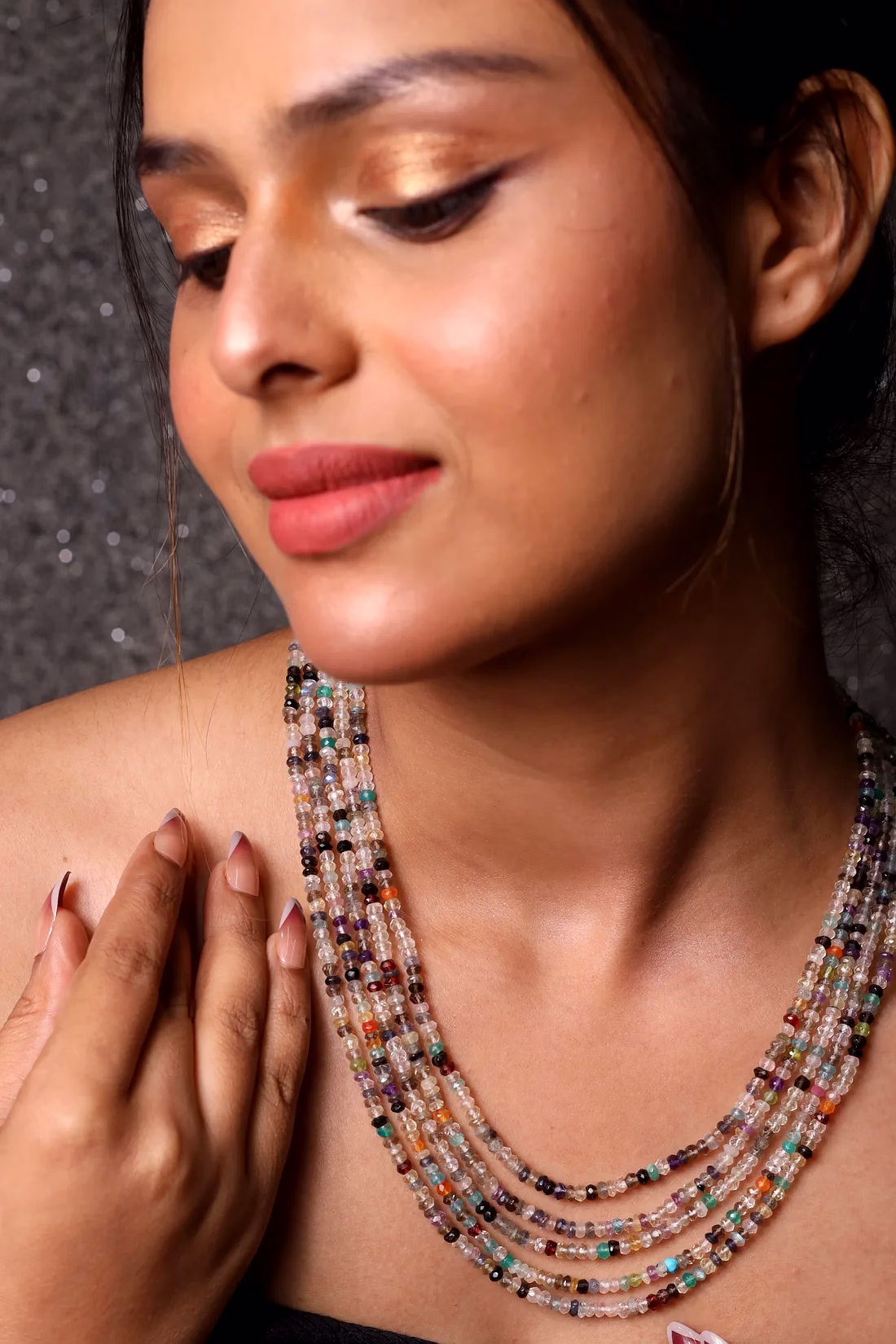 designer multicolor natural stones necklace - gemstones necklace