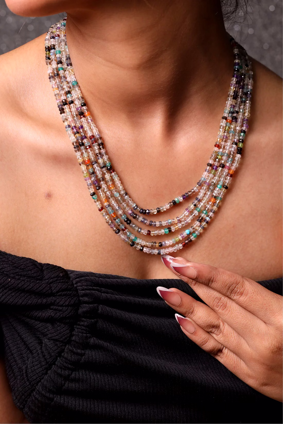 Designer Multicolor Natural stones Necklace - Gemstones Necklace image 2