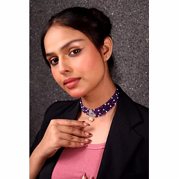 emryn elegant amethyst onyx beads choker necklace - gemstones necklace