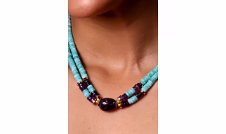 Elegant Amazonite and Amethyst Heishi cut Beads Necklace - Gemstones Necklace