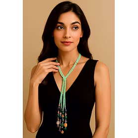 Exquisite Mint Green Onyx Natural Bunch Necklace - Gemstones Necklace