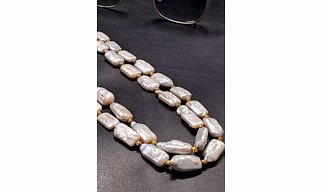 Flat Buraq Pearl Necklace with Gold Spacers | Elegant Natural Jewelry - Gemstones Necklace