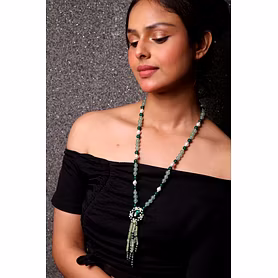 Green Prehnite with Pendant String Necklace  -	Gemstones Necklace