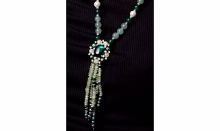 Green Prehnite with Pendant String Necklace  -	Gemstones Necklace