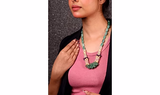 Green Strawberry Quartz Bunch Necklace-	Gemstones Necklace