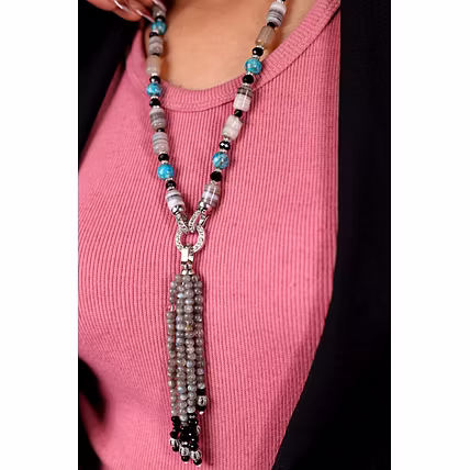 Labradorite &amp; Turquoise contemporary Necklace -Gemstones Necklace-1