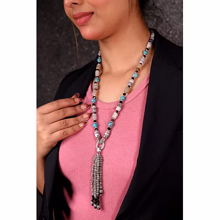 Labradorite &amp; Turquoise contemporary Necklace -Gemstones Necklace-12741283