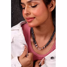 Labradorite with Rose Quartz Tumble Necklace - Gemstones Necklace