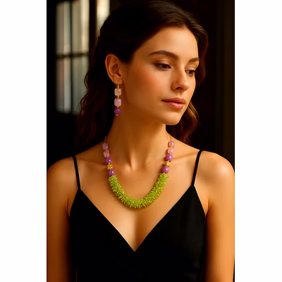 emryn lustrous designer peridot with tumble necklace - gemstones necklace