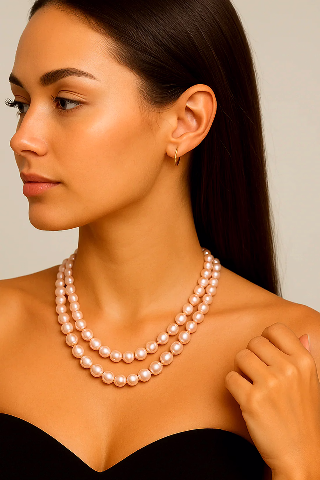 natural prcs pearl necklace – elegant multi-strand design - gemstones necklace