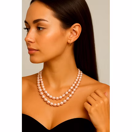 Natural PRCS Pearl Necklace – Elegant Multi-Strand Design - Gemstones Necklace-12743985
