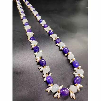 Onyx &amp; Melon Stone Balance Necklace - Gemstones Necklace-1