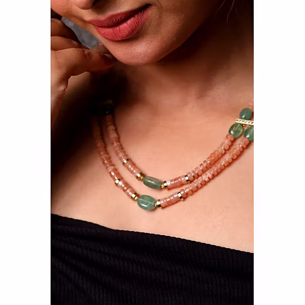 Peach Moonstone Beads Necklace - Gemstones Necklace-1