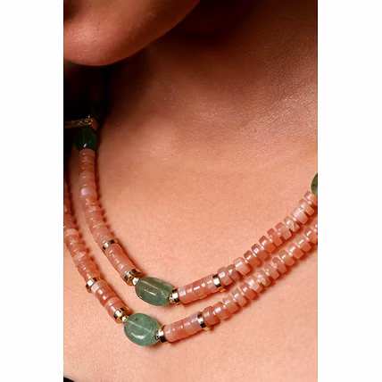 Peach Moonstone Beads Necklace - Gemstones Necklace-2