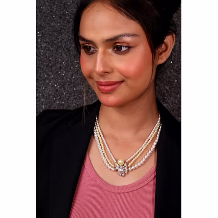 Pearls Layered with Pendant Necklace - Gemstones Necklace-12744019