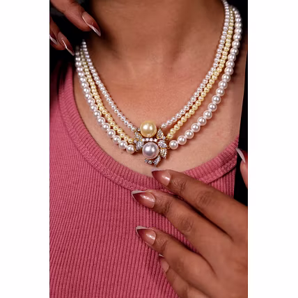 Pearls Layered with Pendant Necklace - Gemstones Necklace-1