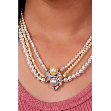 Pearls Layered with Pendant Necklace - Gemstones Necklace-2