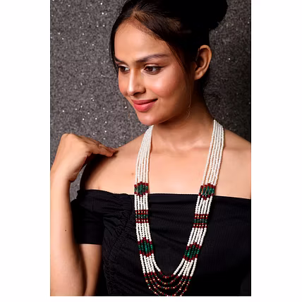 Pearls Layered Multi Traditional Necklace - Gemstones Necklace-12744021