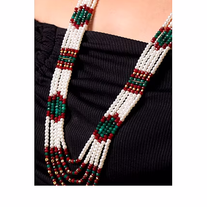 Pearls Layered Multi Traditional Necklace - Gemstones Necklace-2