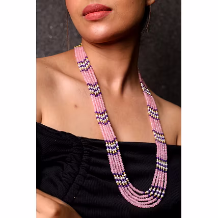 Pink Onyx Layered Necklace - Gemstones Necklace-1