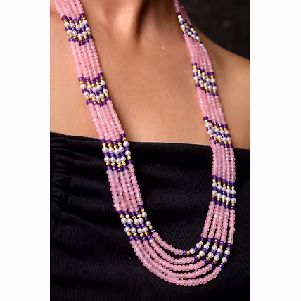 Pink Onyx Layered Necklace - Gemstones Necklace-2