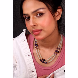 emryn prenite with amethyst heishi beads necklace - gemstones necklace