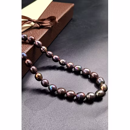 Real Pearl Necklace – Timeless Grace in a Modern Hue - Gemstones Necklace-1