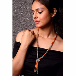 red & green aventurine with bunch style locket necklace - gemstones necklace