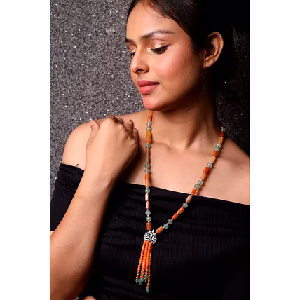 Red &amp; Green Aventurine with bunch style locket Necklace - Gemstones Necklace-12744695