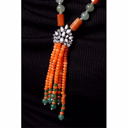 Red &amp; Green Aventurine with bunch style locket Necklace - Gemstones Necklace-2