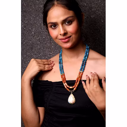 Red Aventurine &amp; Apatite Beads with Locket Necklace - Gemstones Necklace-12744715