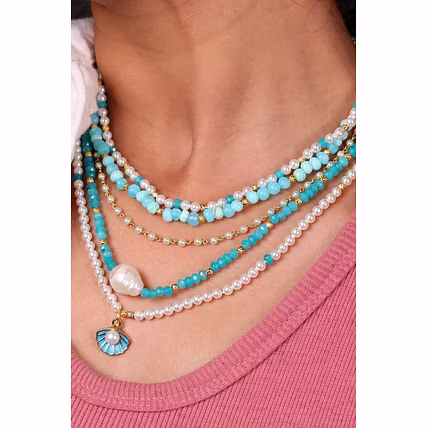 Refreshing vibes Layered Summer Necklace - Gemstones Necklace-2
