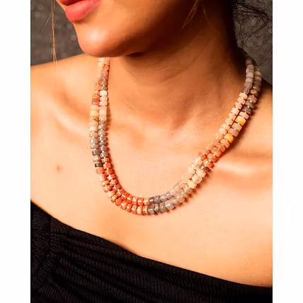 Shaded Moonstone Heishi cut Layered Necklace - Gemstones Necklace-1
