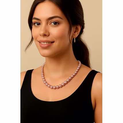Shell Pearl Necklace – 8mm Contemporary Elegance  - Gemstones Necklace-12744941