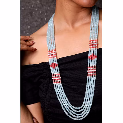 Sky Blue Onyx Beads Necklace - Gemstones Necklace-1