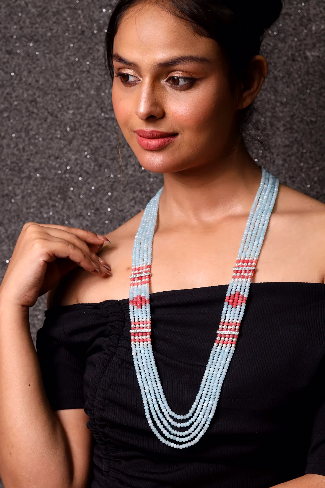 sky blue onyx beads necklace - gemstones necklace