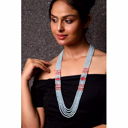 Sky Blue Onyx Beads Necklace - Gemstones Necklace-12745443