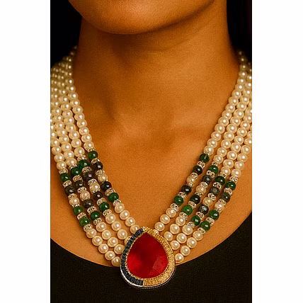Timeless Elegance: 4mm Pearls with Diamond-Cut Strings Necklace -- Gemstones Necklace-1
