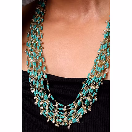 Turquoise Onyx Bunch Necklace - Gemstones Necklace-2