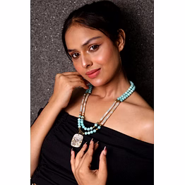 unique amazonite stones with agate locket necklace - gemstones necklace