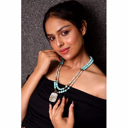 Unique Amazonite Stones with Agate Locket Necklace - Gemstones Necklace-12745635