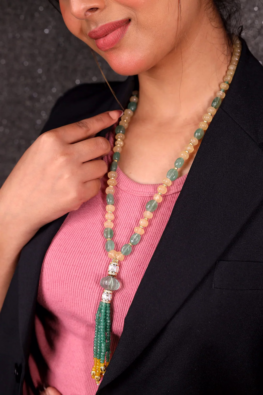yellow aventurine & green contemporary necklace - gemstones necklace