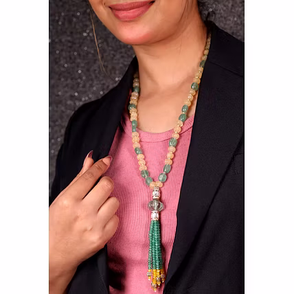 Yellow Aventurine &amp; Green contemporary Necklace - Gemstones Necklace-1